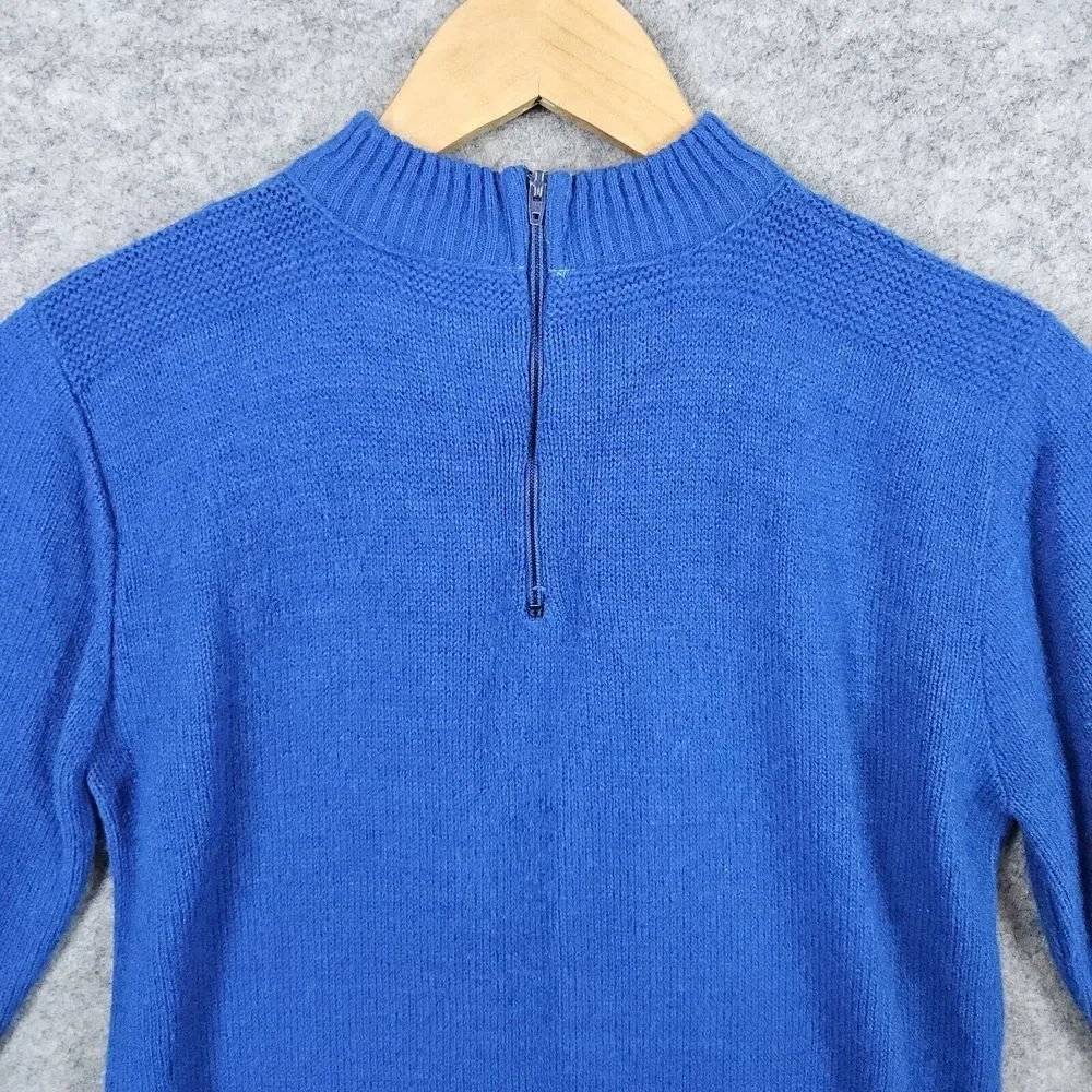 Bonnie Lane House of Morrison Vintage Women's Sweater Size PM Blue Knit 1/4 Zip‎